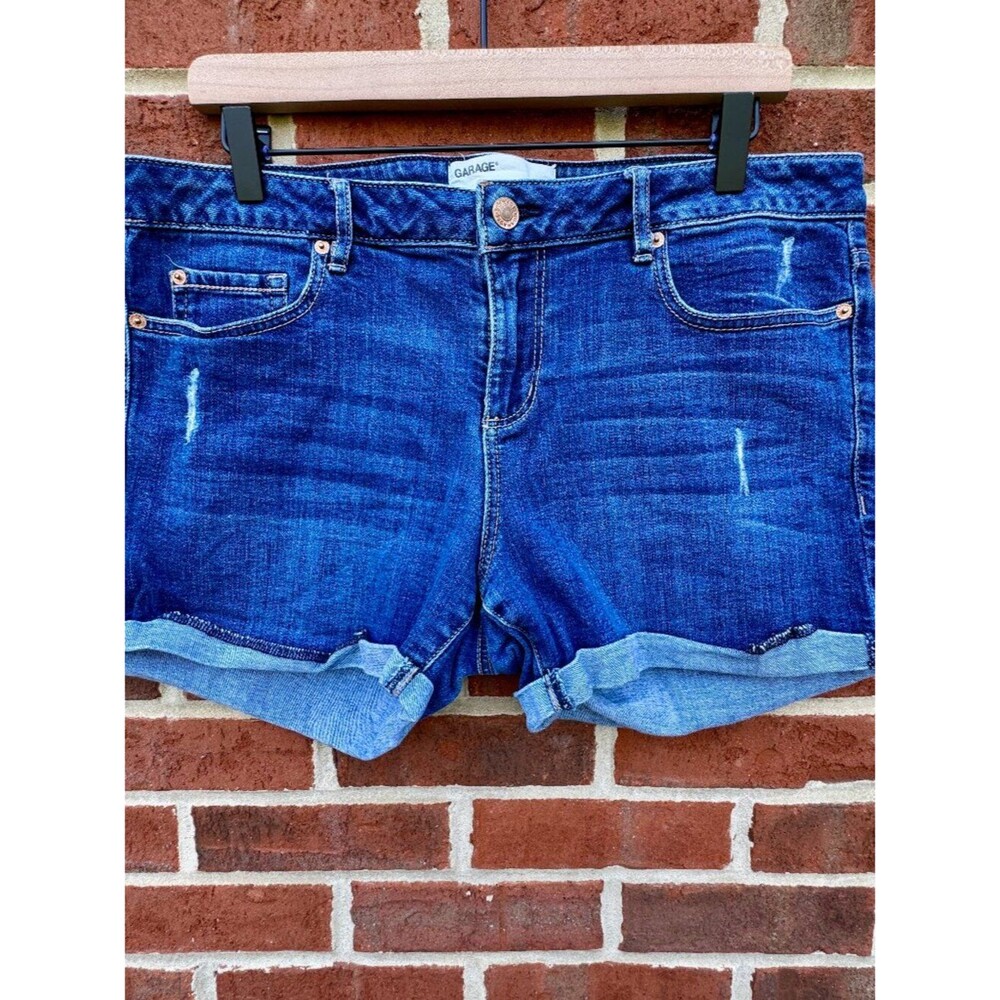 Garage Cuffed Denim Jean Shorts Sz 13 Stretch Favorite Short Mid Rise Distressed